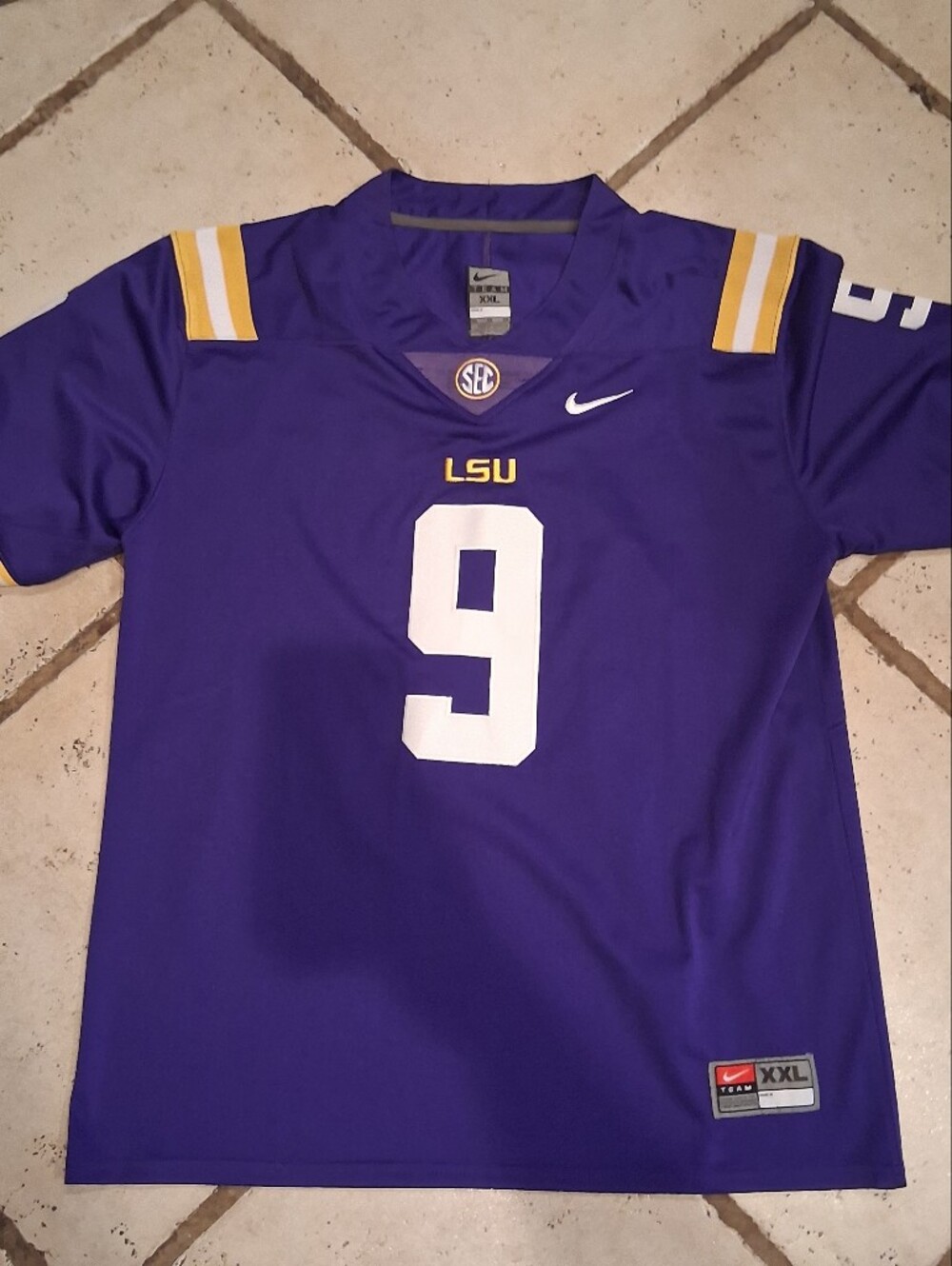 LSU Tigers Nike Team Football Jersey #9 Joe Burrow Purple Gold Size 2XL XXL